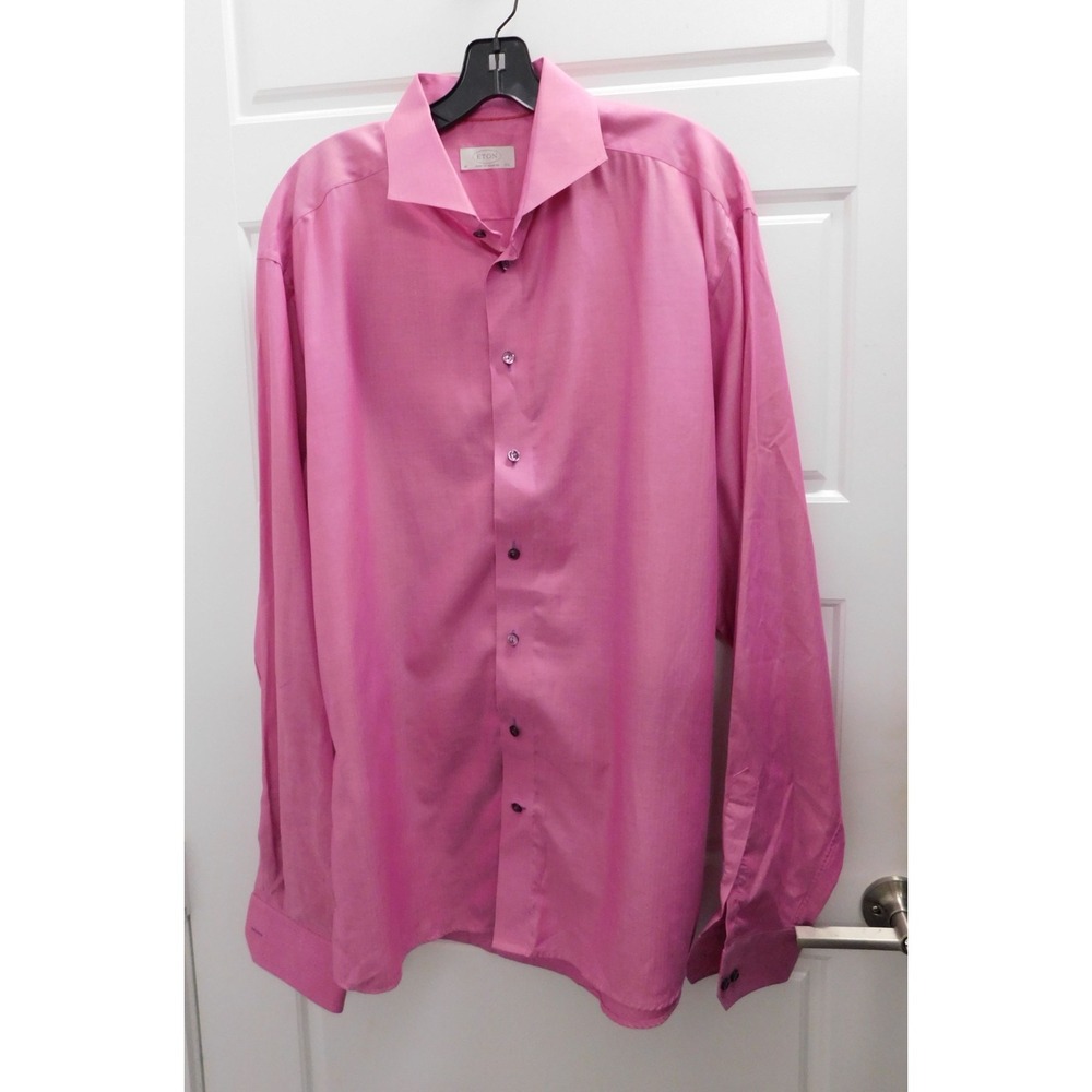 Eton‎ Shirt Mens 17.75 45 Dark Pink Long Sleeve Contemporary Fit Spread Collar